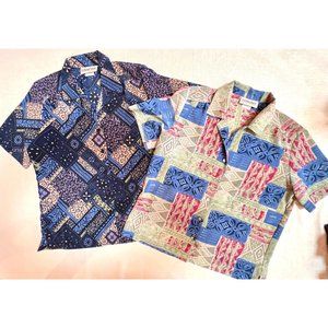 DONKENNY Camp Shirt Short Sleeve Button Down Blouse - Lot of 2 Medium